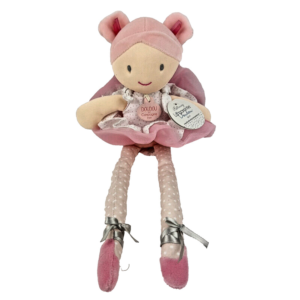 JOLIJOU DouDou et Compagnie Paris Tutu Doll Ballerina Plush 14" Fleece Pink NWT
